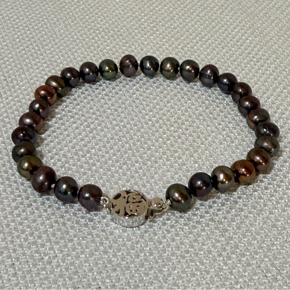 NWOT Freshwater Pearl Beaded Bracelet in Iridescent Browns Greens Bronze Colors